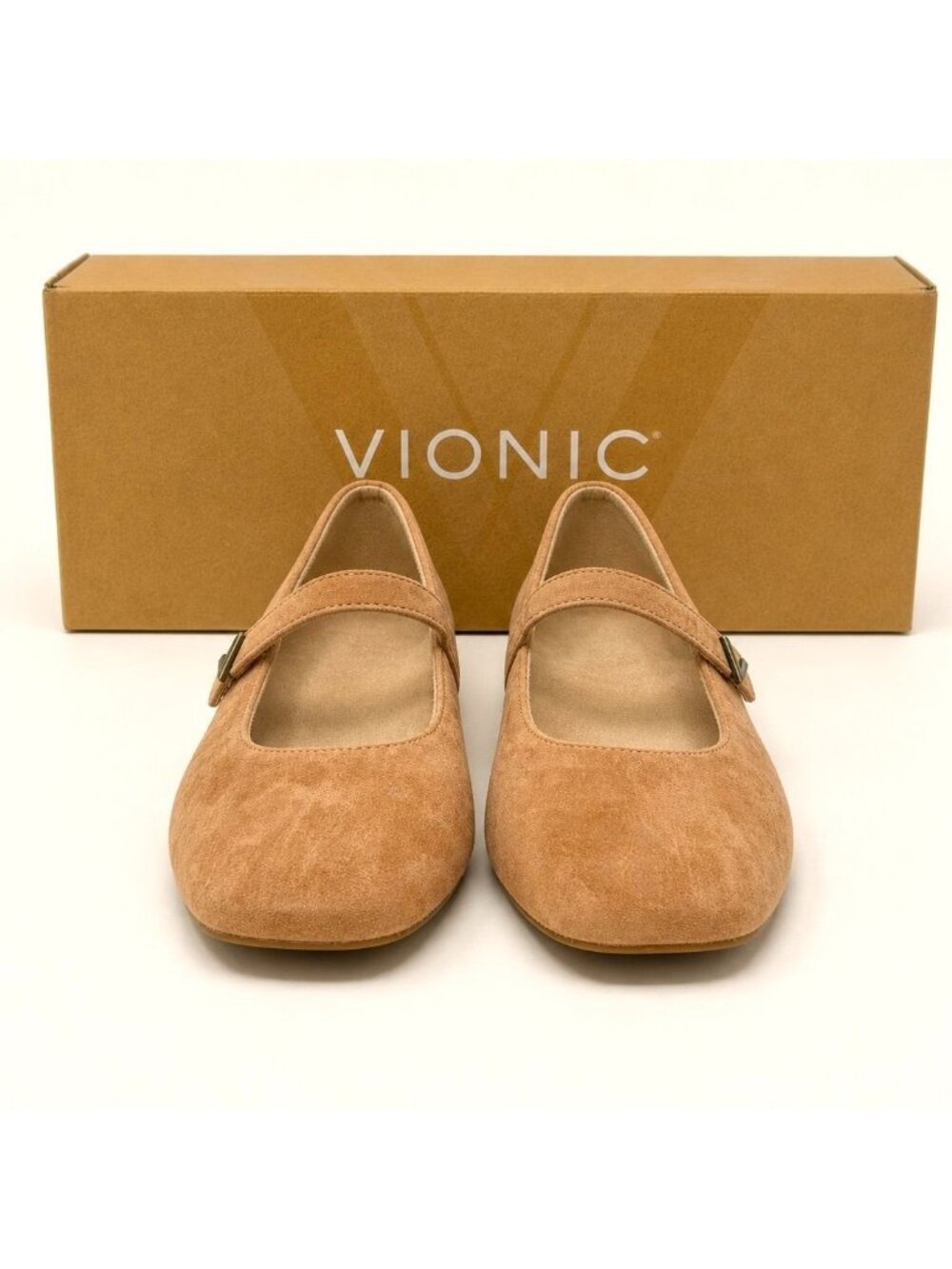 Vionic Alameda Mary Jane Flats Womens 8 Mocha Mousse Suede Orthotic Square Toe - Picture 5 of 8